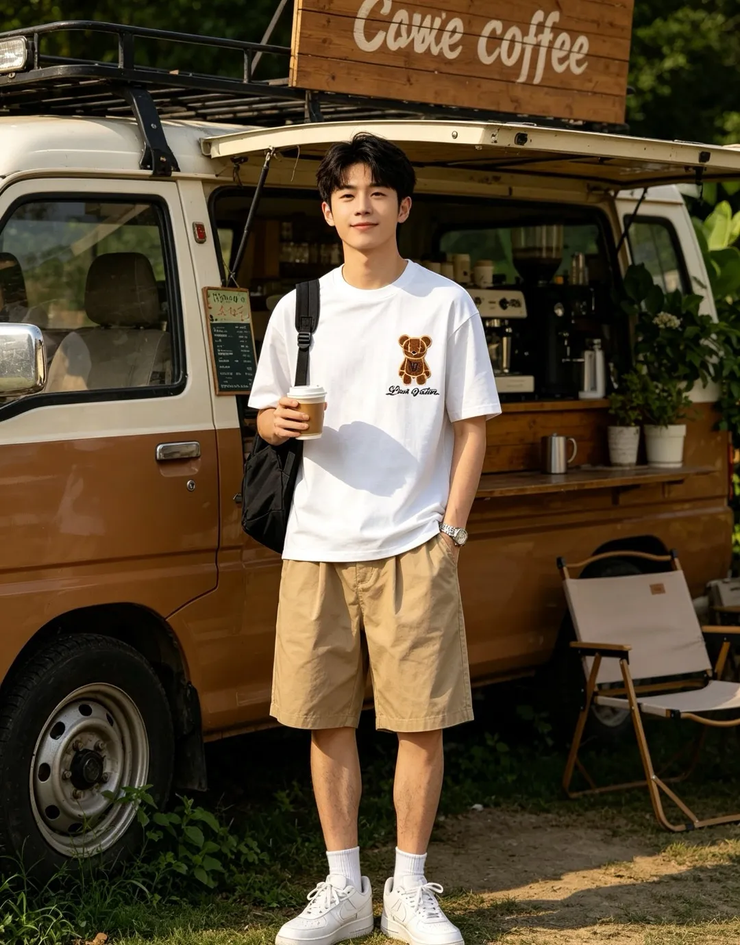 Louis Vuitton/Louis Vuitton 26ss towel patch bear short sleeves